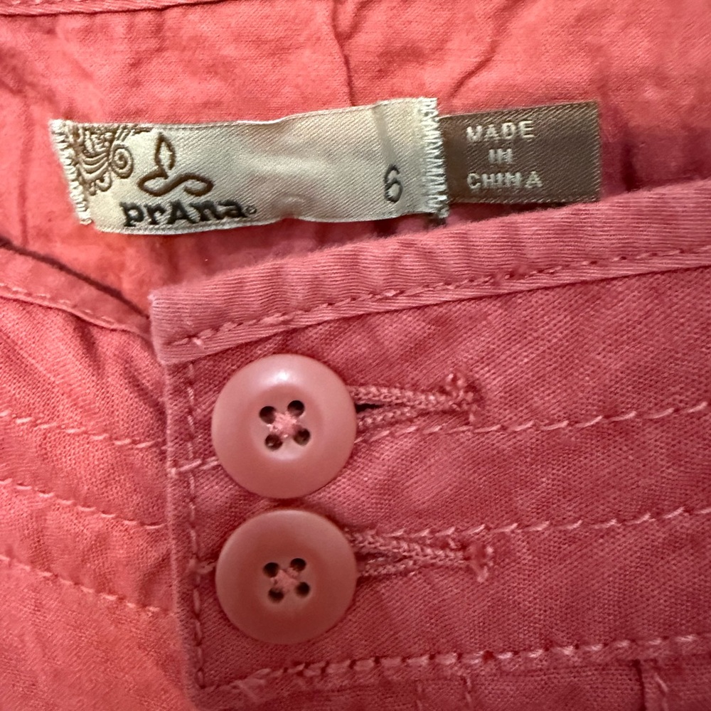 Prana Kelly Knicker Walking Shorts Size 6 Orange-Red Bermuda Utility Linen Blend - Picture 4 of 8